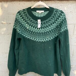 LOFT Green Patterned Sweater